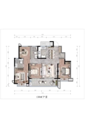 未来之光4室2厅1厨2卫建面130.00㎡