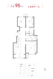 宜禾南湾3室2厅1厨1卫建面95.00㎡