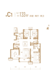 中国铁建西派国印4室2厅1厨2卫建面133.0㎡
