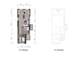 龙湖方林·昱樘2室2厅1厨1卫建面70.00㎡