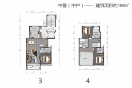 银河国际·君润府3室2厅1厨4卫建面186.00㎡