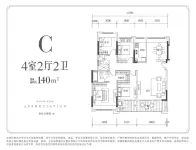 C户型140㎡4室2厅2卫