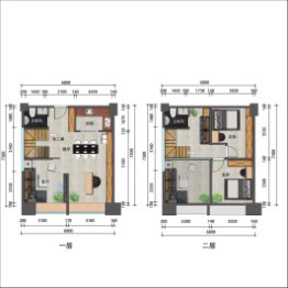 璟峰嘉园2室2厅1厨2卫建面68.07㎡