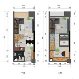 璟峰嘉园1室2厅1厨1卫建面34.50㎡