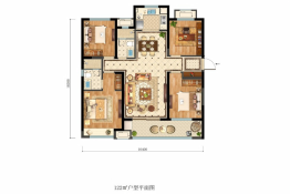 温州富力城4室2厅1厨2卫建面122.00㎡