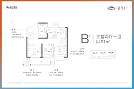 龙湖锦艺城3室2厅1厨1卫建面91.00㎡