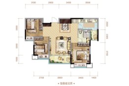 恒大林溪郡3室2厅1厨1卫建面100.82㎡