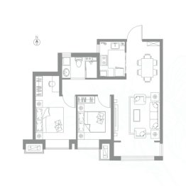 棠山樾2室2厅1厨1卫建面86.00㎡