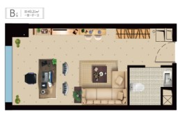 新乡宝龙广场1室1厅1厨1卫建面43.21㎡