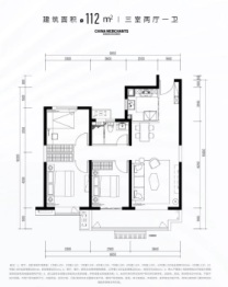 招商时代主场3室2厅1厨1卫建面112.00㎡