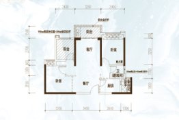 阳光水岸雅居2室2厅1厨1卫建面76.00㎡