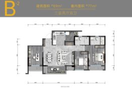 东原月印万川3室2厅1厨2卫建面89.00㎡