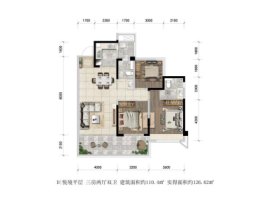 领地·观江府3室2厅2卫建面110.40㎡