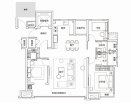 保利明玥春江3室2厅1厨2卫建面139.00㎡