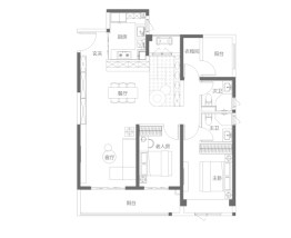 融创城3室2厅1厨2卫建面126.00㎡