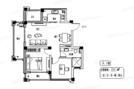 小海花园2室2厅1厨1卫建面86.00㎡