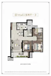 明泽坊二期3室2厅1厨1卫建面95.00㎡