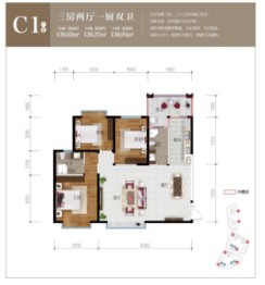 弥勒印象3室2厅1厨2卫建面138.95㎡