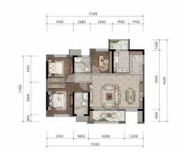 爱情东麓九里3室2厅1厨2卫建面102.00㎡