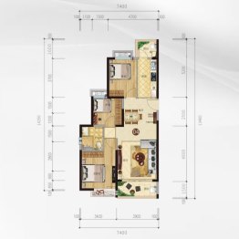 恒大帝景3室2厅1厨1卫建面106.20㎡