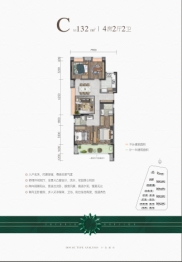 保利翡丽公馆4室2厅1厨2卫建面132.00㎡