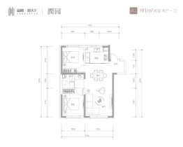 富腾观天下2室2厅1厨1卫建面91.00㎡