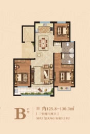 畅博·书香首府3室2厅1厨2卫建面125.80㎡