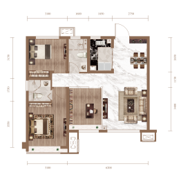 荣盛·锦绣天樾3室2厅1厨2卫建面99.00㎡