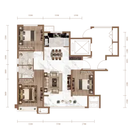 荣盛·锦绣天樾3室2厅1厨2卫建面109.00㎡