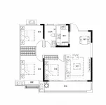 G2户型， 3室2厅1卫1厨， 建筑面积约108.00平米