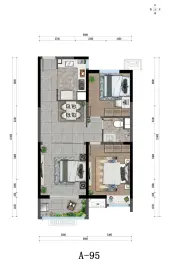 鲁商万科城|臻园2室2厅1厨1卫建面95.00㎡