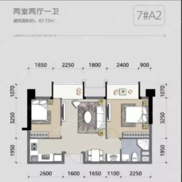 博雅金融广场2室2厅1厨1卫建面67.72㎡