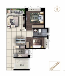 星瀚TOD2室2厅1厨1卫建面85.00㎡