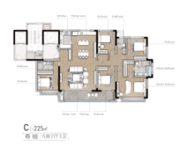 礼樾云居5室2厅3卫建面225.00㎡