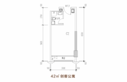 绿地新都会1室1厨1卫建面42.00㎡