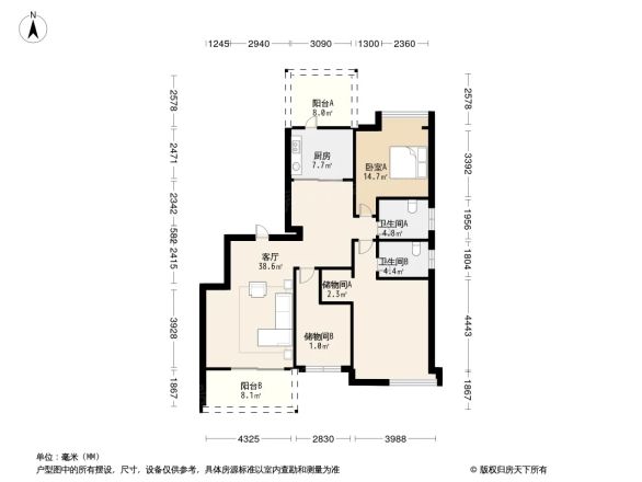鸿翔湖景苑户型图