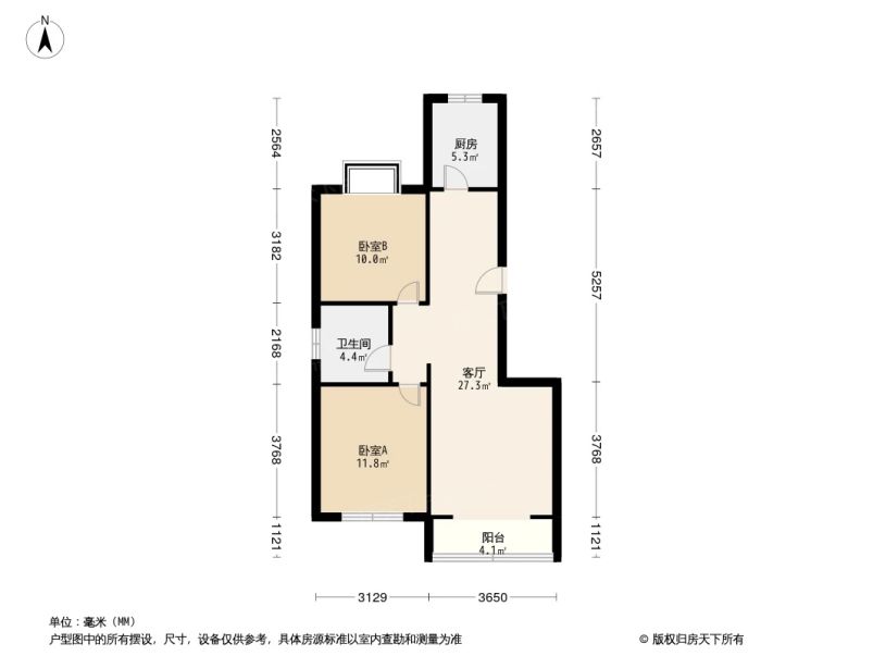 莱茵小镇美庭苑二楼 93平2居 南北向简装修 随时签约