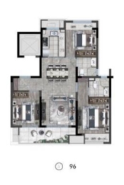 祥瑞香逸澜园3室2厅1厨2卫建面96.00㎡