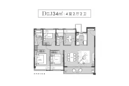 晴翠璟园4室2厅1厨2卫建面134.00㎡