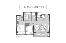 晴翠璟园3室2厅1厨2卫建面100.00㎡