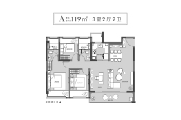 晴翠璟园3室2厅1厨2卫建面119.00㎡