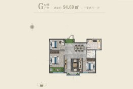 万宁国际3室2厅1厨1卫建面94.69㎡