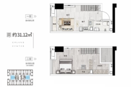 佳兆业·滨江四季1室2厅1厨1卫建面31.12㎡