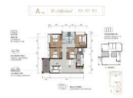 湾湖公馆4室2厅1厨2卫建面108.44㎡