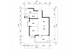 恒德玺悦2室2厅1厨1卫建面76.00㎡