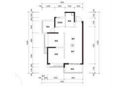 恒德玺悦2室2厅1厨1卫建面80.00㎡