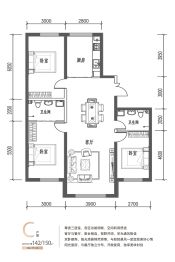 学府经典3室2厅1厨2卫建面142.0㎡
