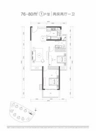 满京华云曦花园2室2厅1厨1卫建面76.00㎡