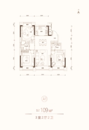 远创·文玺3室2厅1厨2卫建面109.00㎡