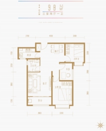 润江云玺3室2厅1厨1卫建面98.00㎡